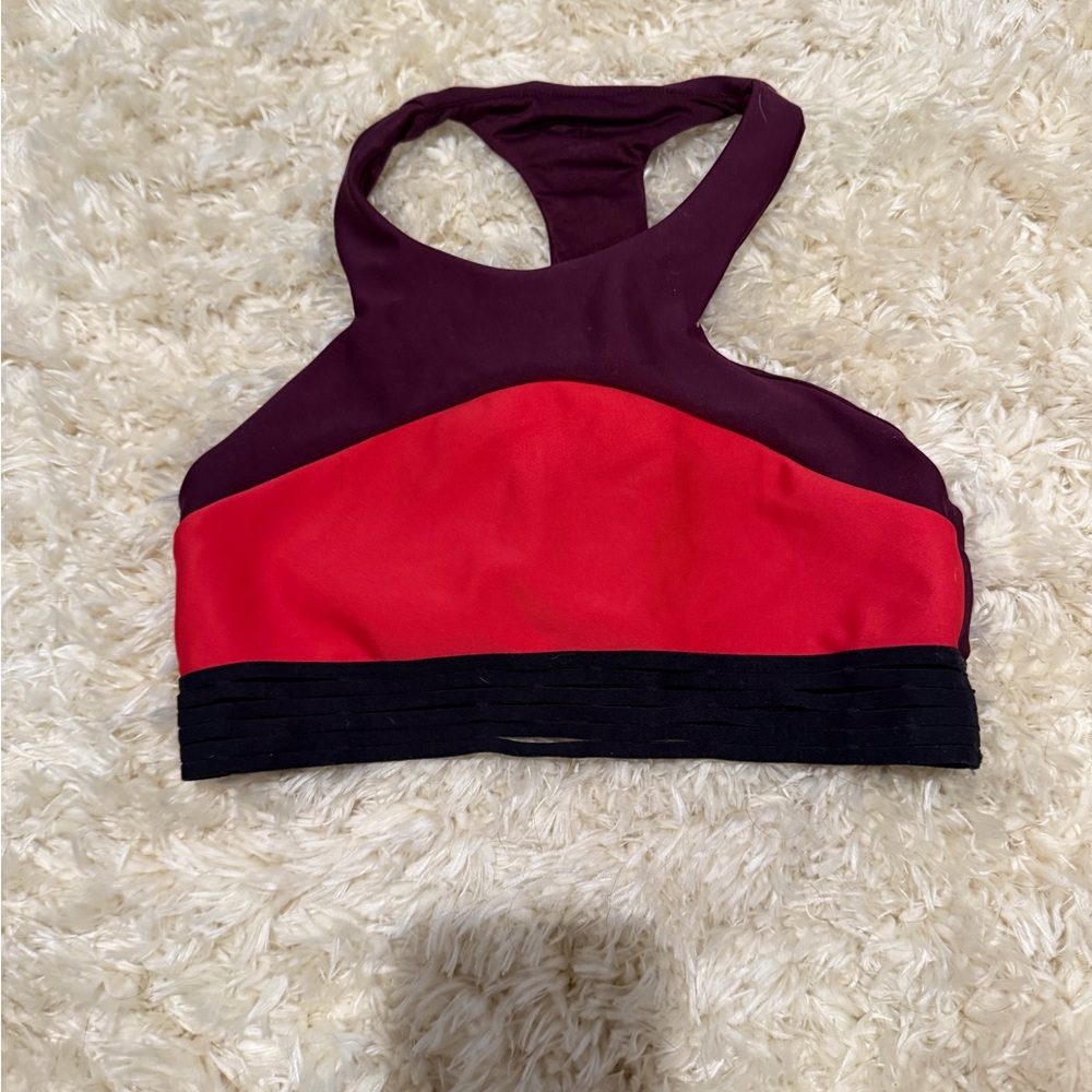 ALO Yoga Red and Black Sports Bra